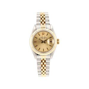 Rolex Datejust 69173 26mm Champagne Index Dial Fluted Bezel Jubilee Band
